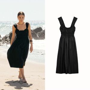 NEW CIAO LUCIA Clara dress in Cotton Poplin in black